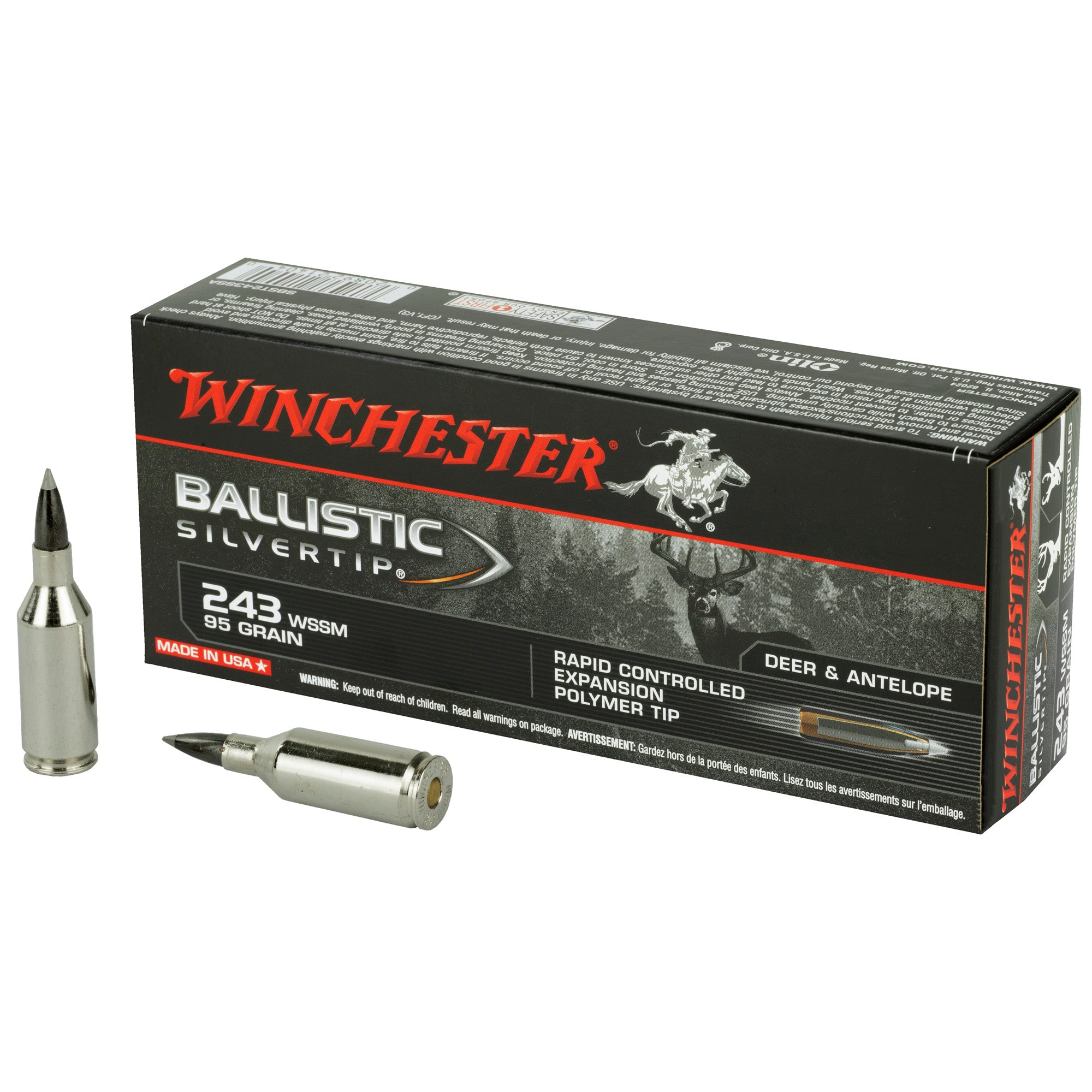 Winchester .243 WSSM Ballistic Silvertip 95gr PolyTip Ammo