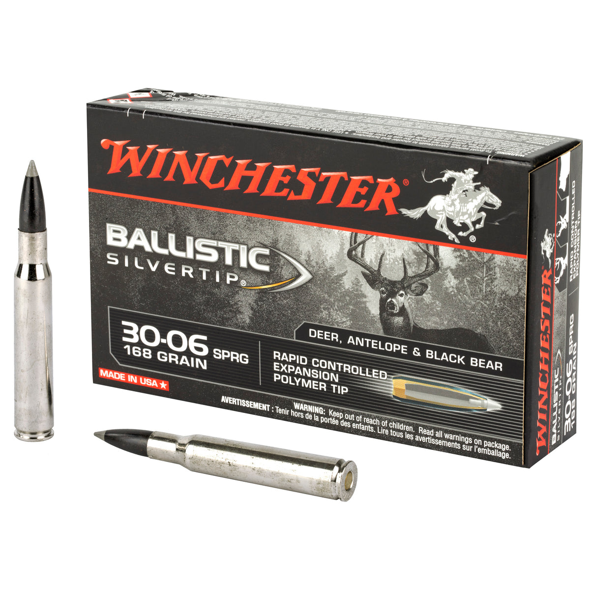 Winchester .30-06 Springfield Ballistic Silvertip 168gr PolyTip Ammo
