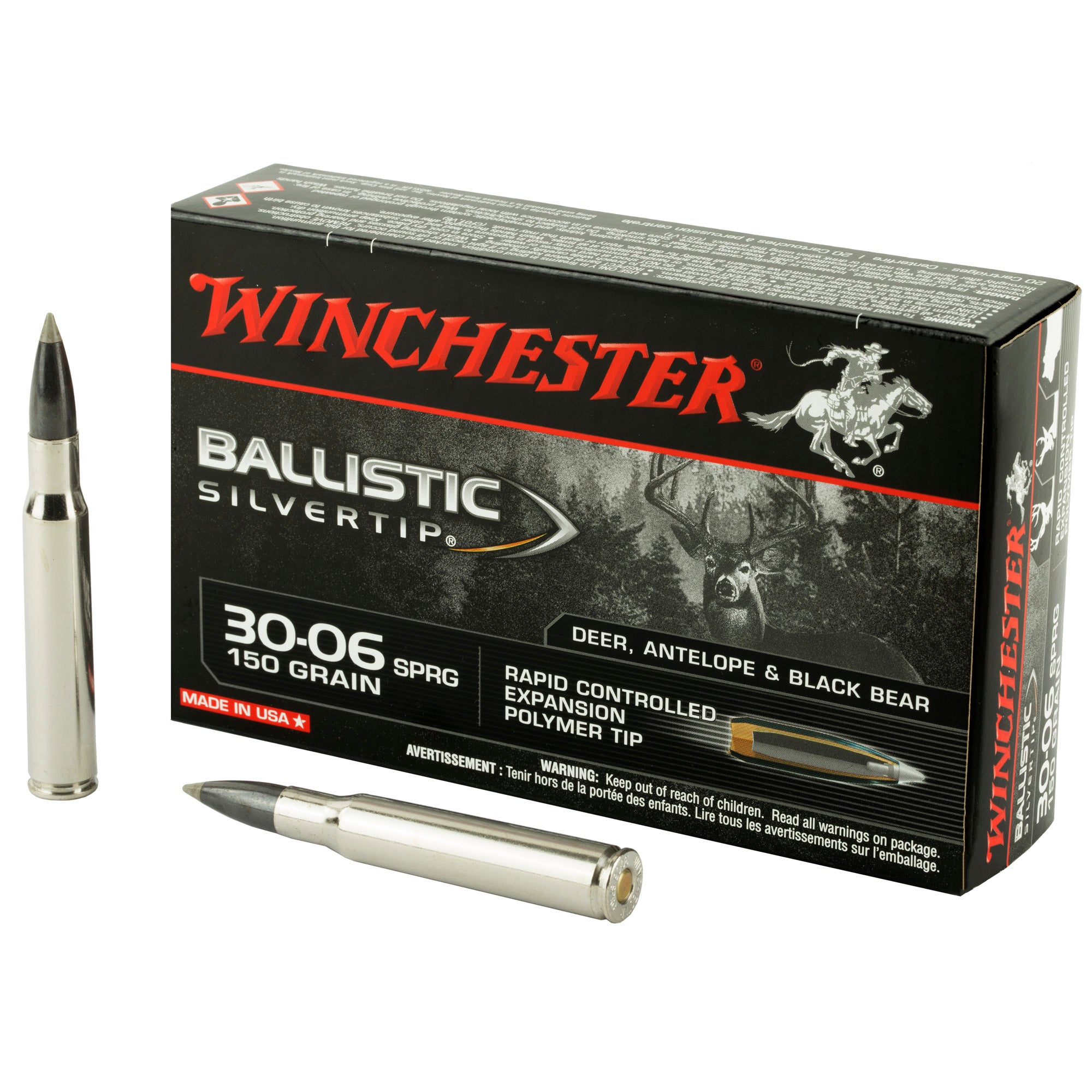Winchester .30-06 Springfield Ballistic Silvertip 150gr Polymer Tip Ammo