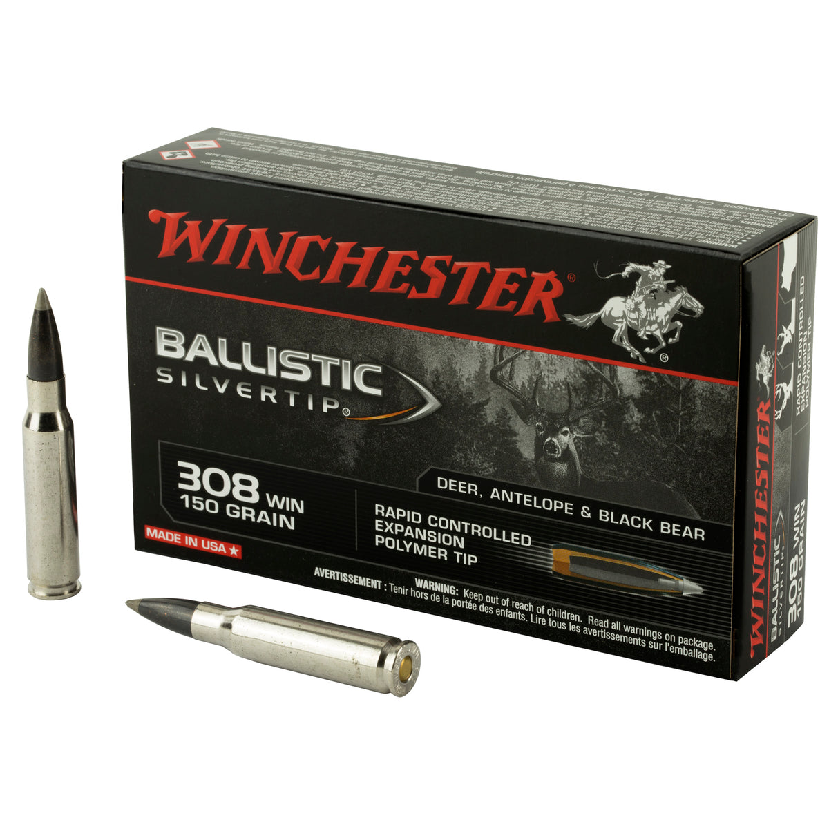 Winchester .308 Win / 7.62x51mm Ballistic Silvertip 150gr PolyTip Ammo