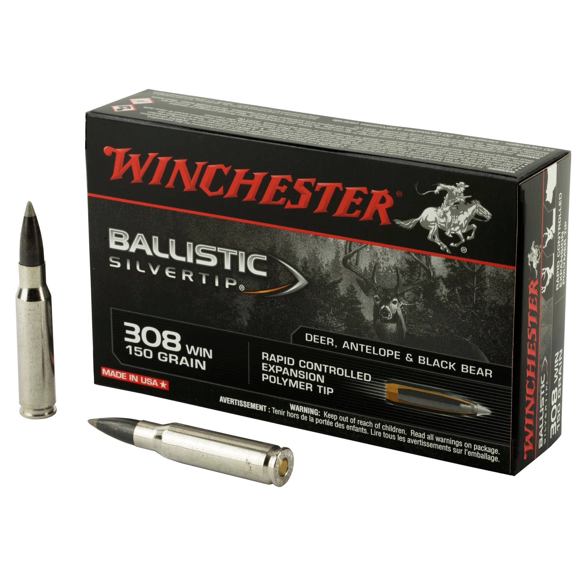Winchester .308 Win / 7.62x51mm Ballistic Silvertip 150gr PolyTip Ammo