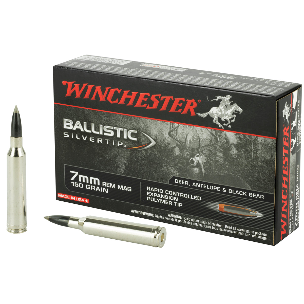 Winchester 7mm Remington Mag Ballistic Silvertip 150gr PolyTip Ammo