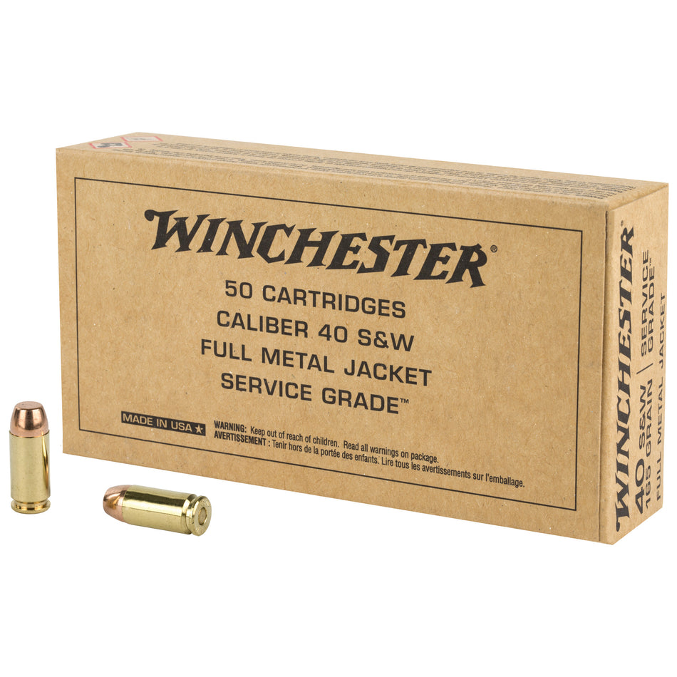 Winchester .40 S&W Service Grade 165gr FMJ FN Ammo