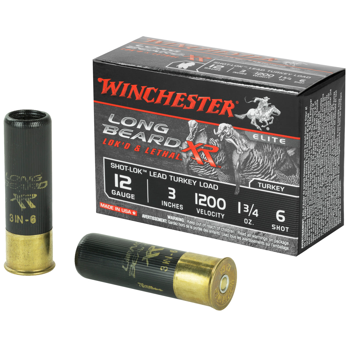 Winchester Long Beard XR Shot-Lok with Plated Lead Shot Turkey 12 Gauge 3 in 1-3/4 oz #6