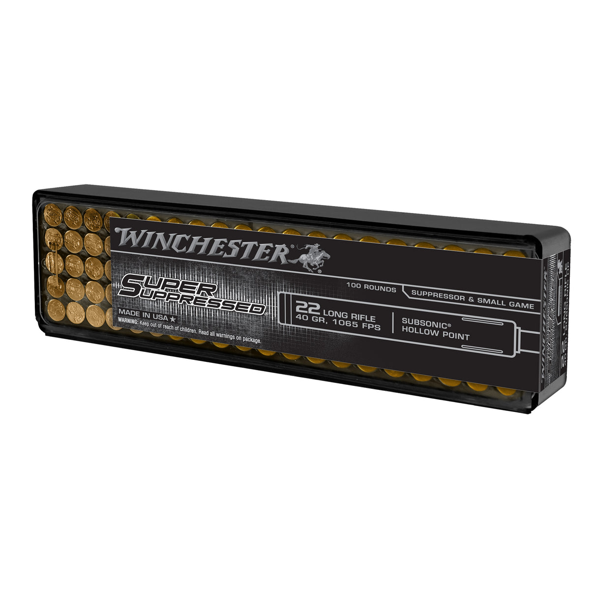 Winchester .22 Long Rifle Super Suppressed 40gr LSHP Ammo