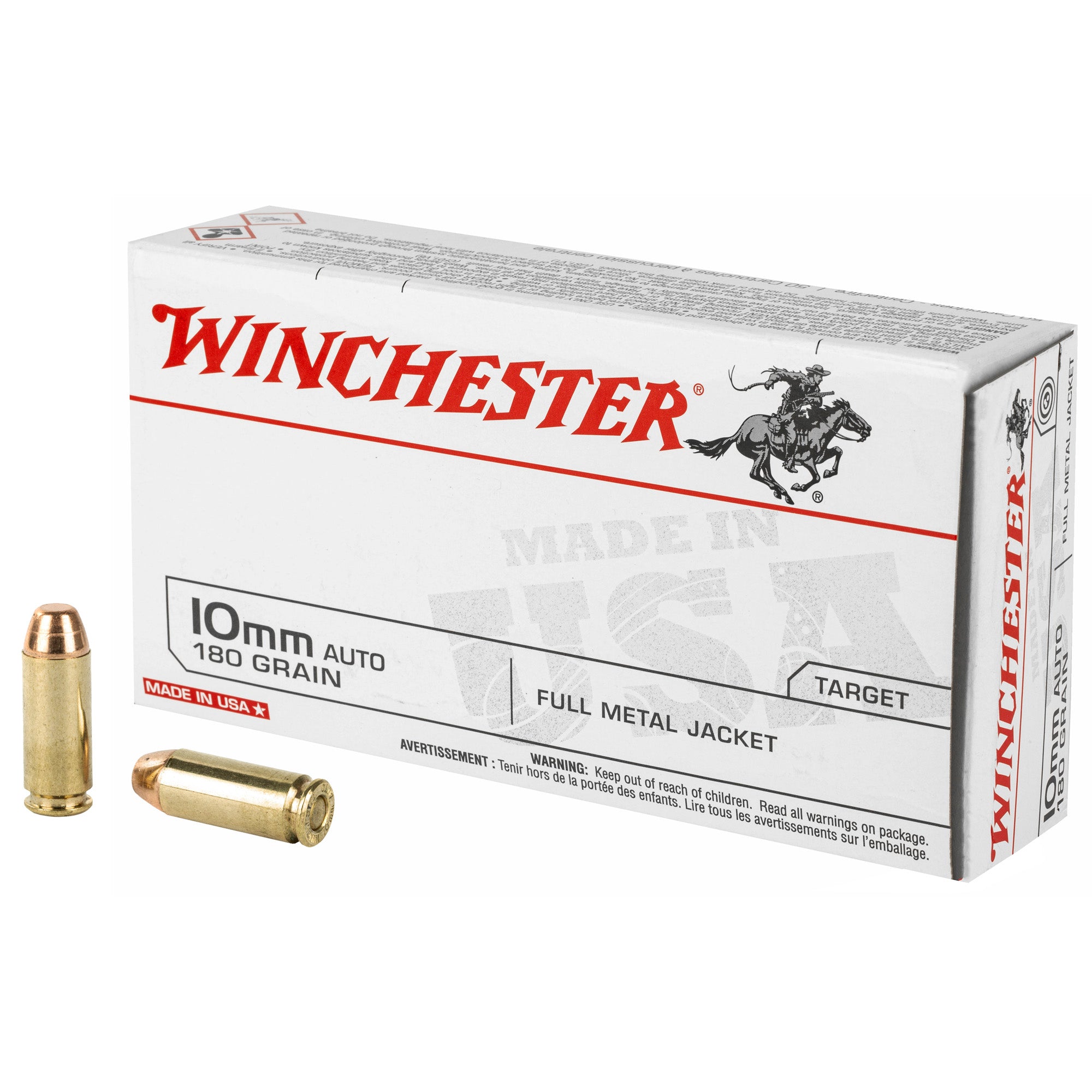 Winchester 10mm Auto 180gr FMJ Ammo