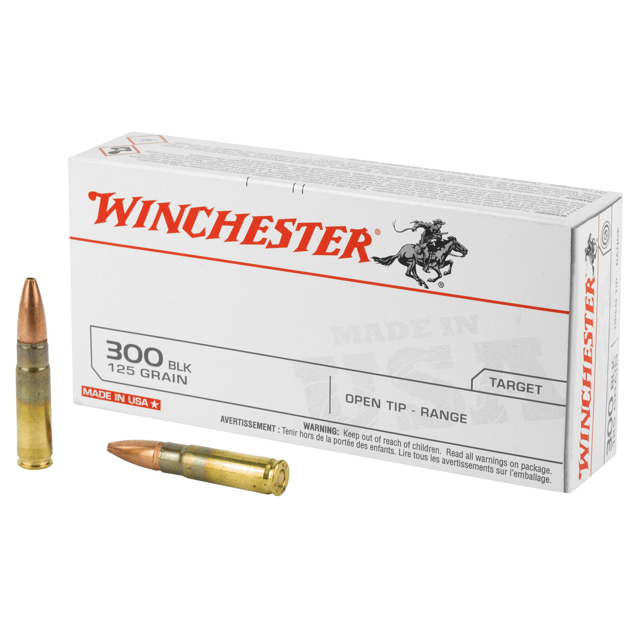Winchester .300 AAC Blackout 125gr Open Tip Range Ammo