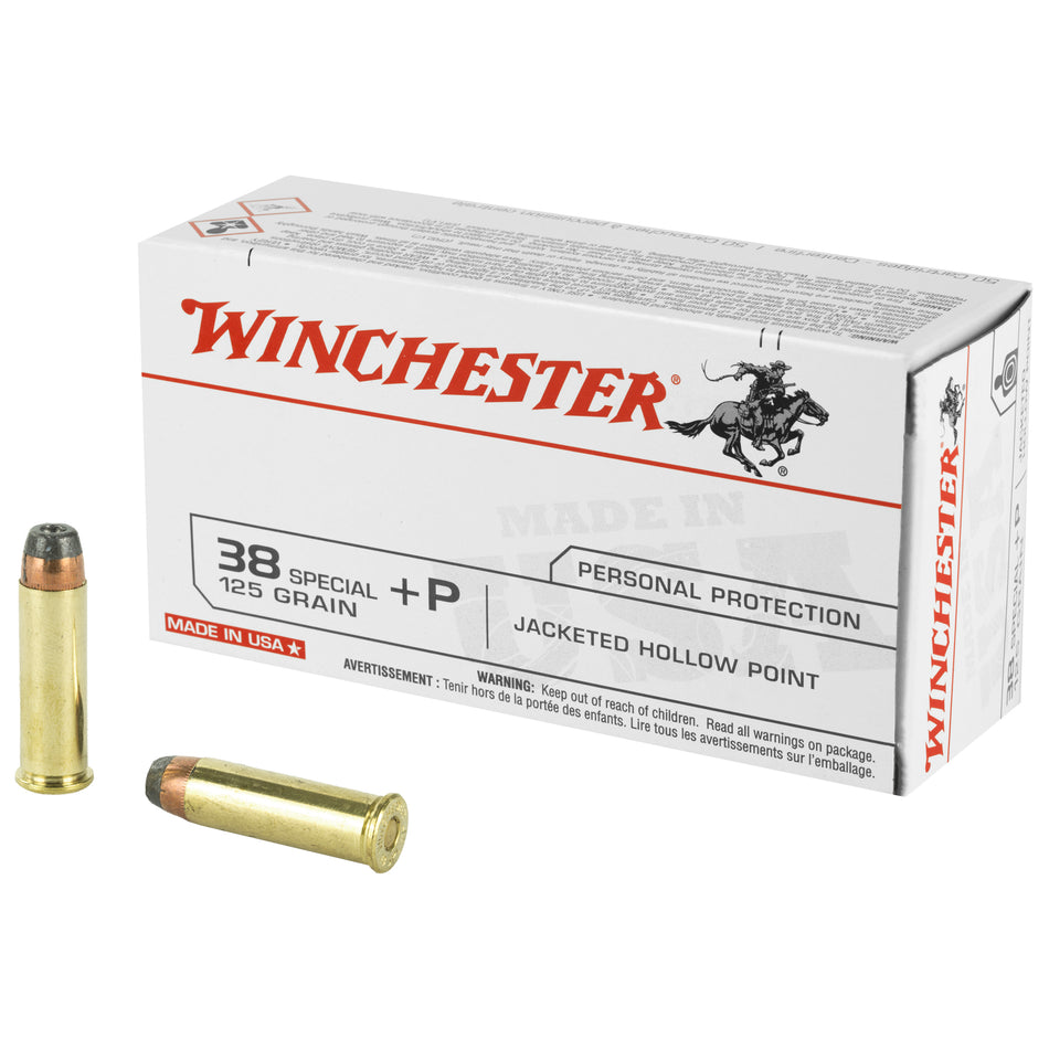 Winchester USA38JHP USA +P Jacketed Hollow Point 125 Grain .38 Special 945 fps