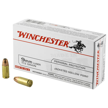 Winchester 9mm Luger USA 115gr JHP Ammo