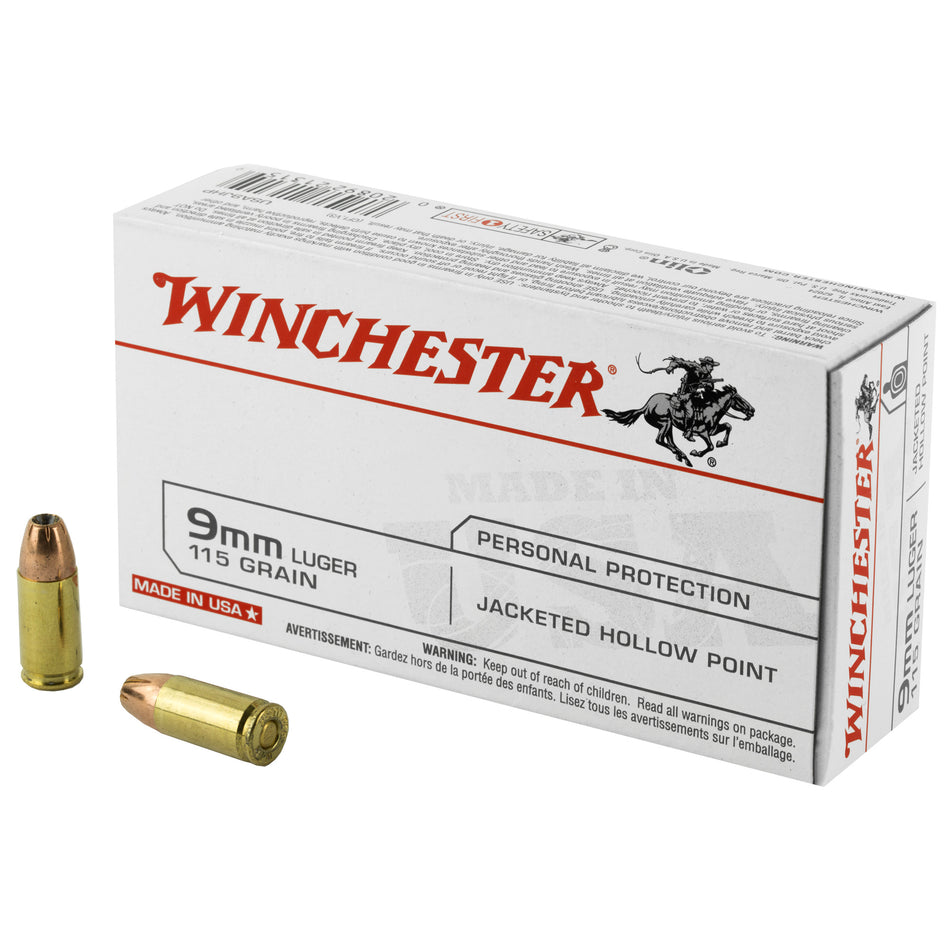Winchester 9mm Luger USA 115gr JHP Ammo