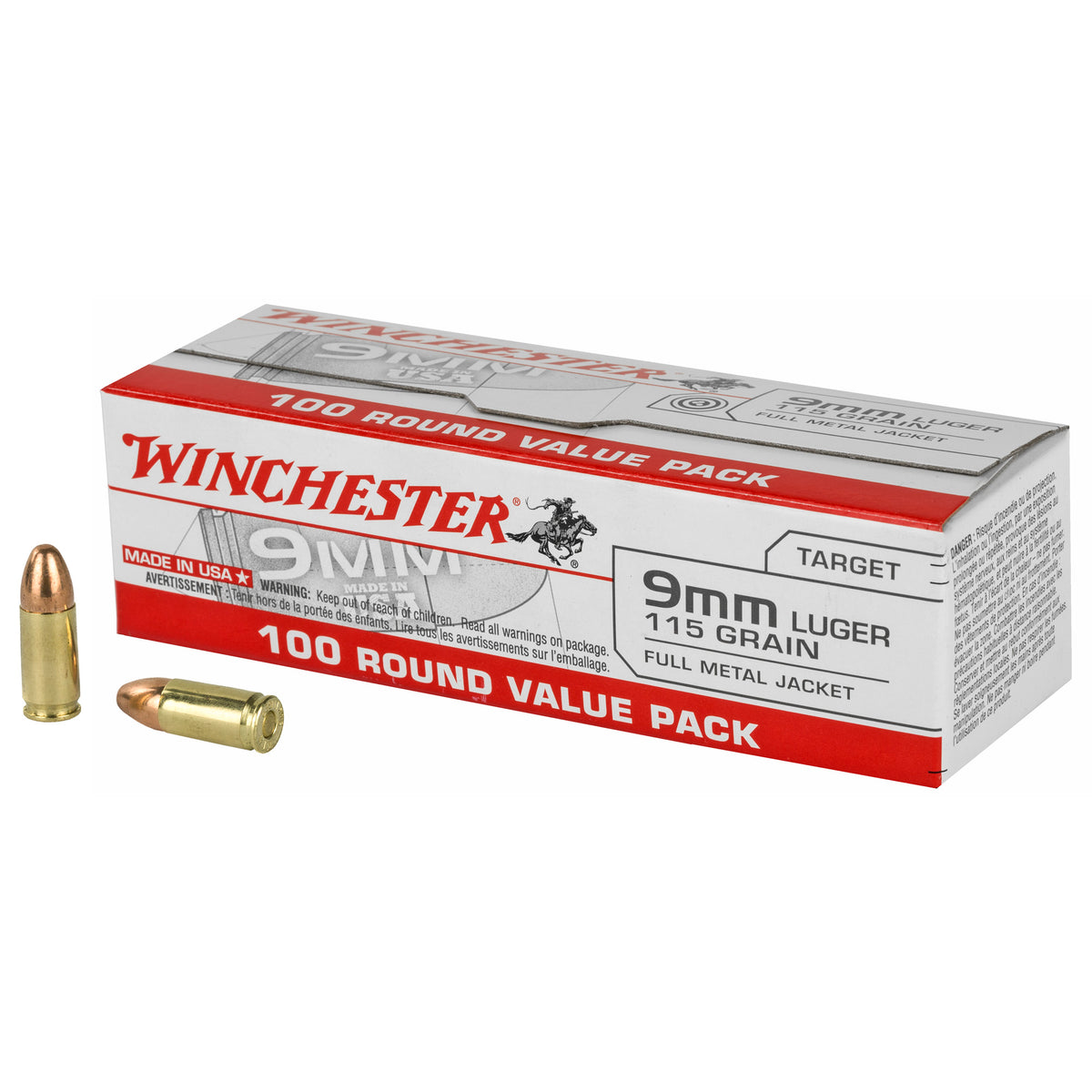 Winchester 9mm Luger 115 Grain Full Metal Jacket(FMJ)