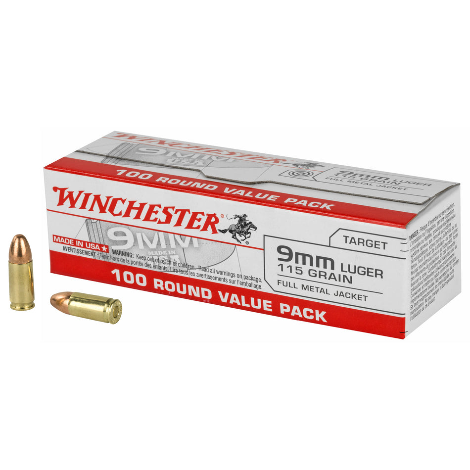 Winchester 9mm Luger 115 Grain Full Metal Jacket(FMJ)