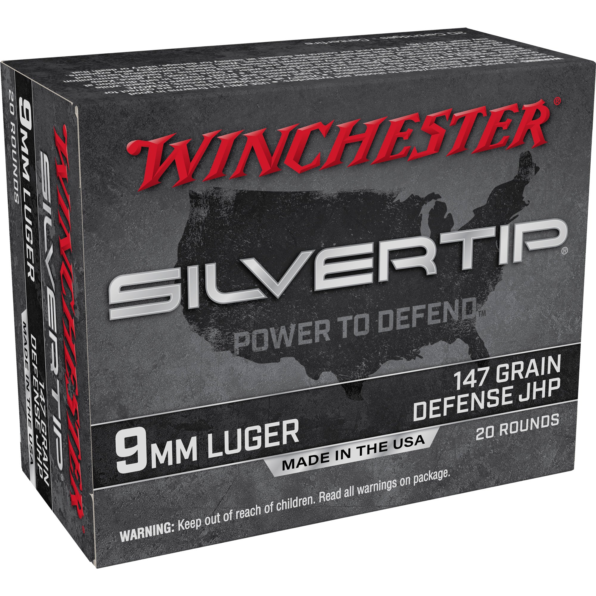 Winchester 9mm Luger / Parabellum Silvertip Defense 147gr JHP Ammo