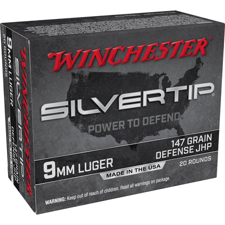 Winchester 9mm Luger / Parabellum Silvertip Defense 147gr JHP Ammo