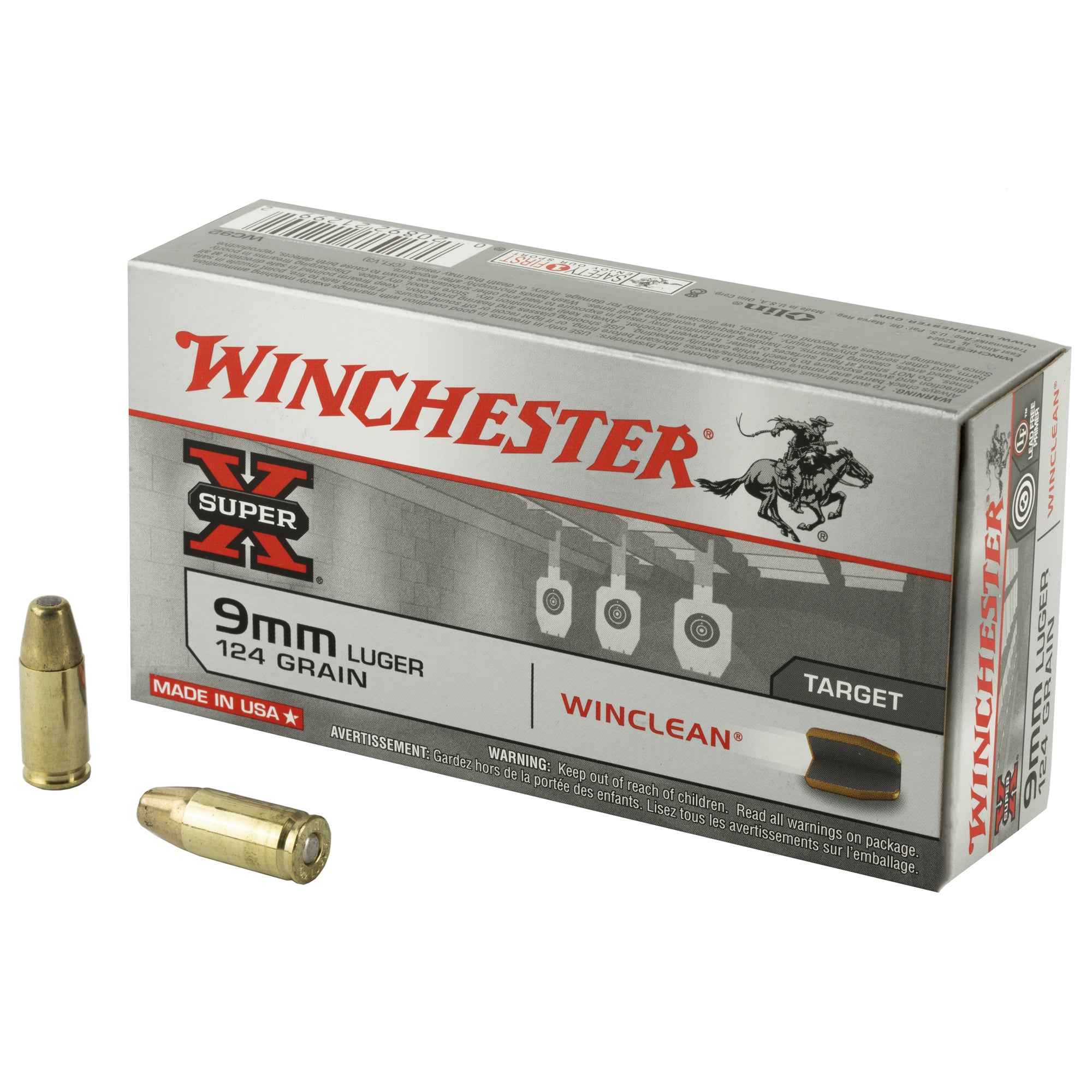 Winchester WC92 Super X LEAD-FREE Winclean Brass Enclosed Base 124 Grain 9mm Luger/Parabellum 1130 fps
