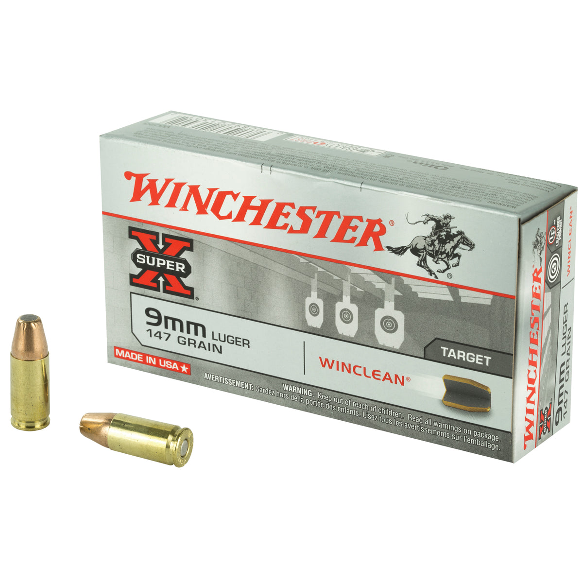Winchester 9mm Luger Super-X 147gr Winclean Brass Enclosed Base Ammo