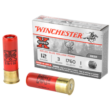 Winchester X123RS15 Super X Rifled Slug Hollow Point 12 Gauge 3" 1oz #Rifled Slug 1760 fps