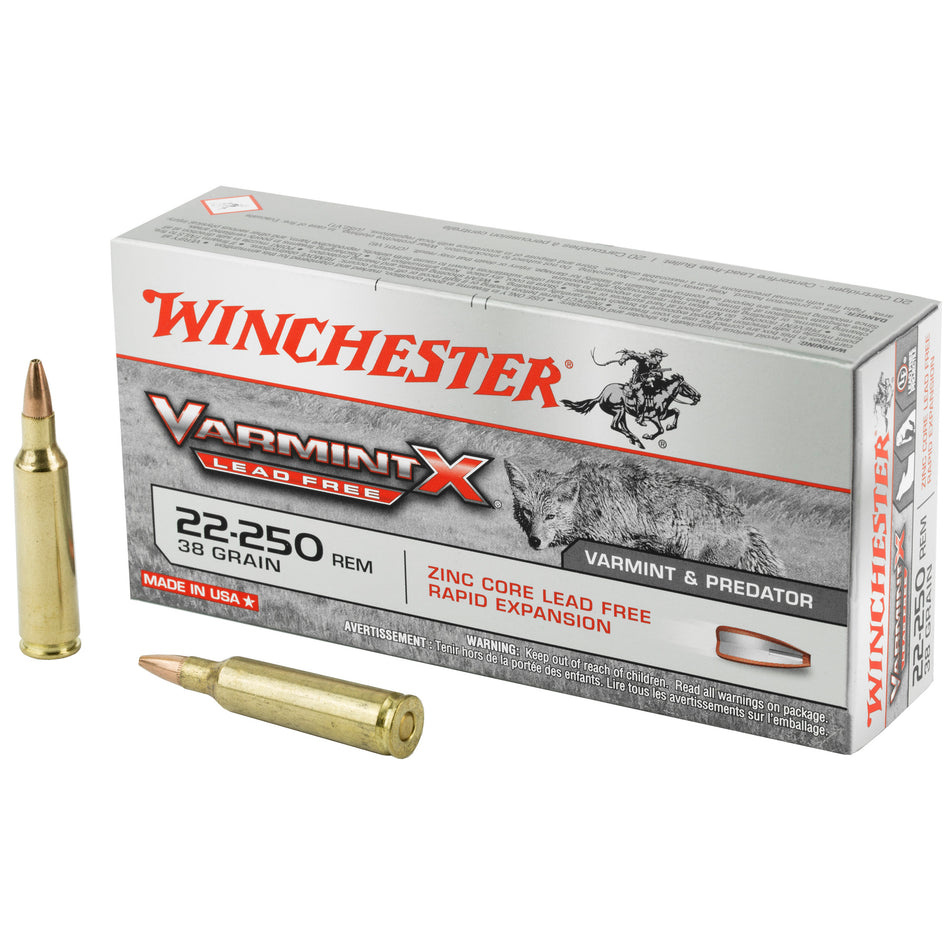 Winchester .22-250 Remington Varmint X Lead Free 38gr CSHP Ammo