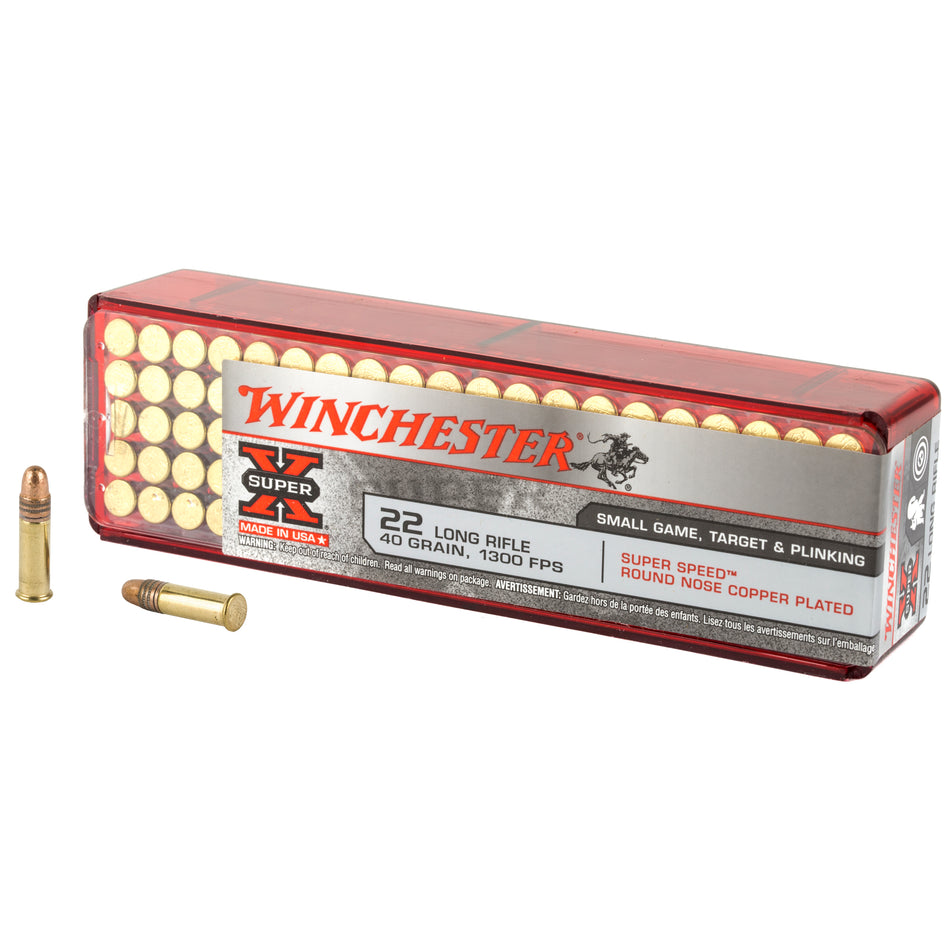 Winchester .22 LR Super-X Super Speed 40gr Round Nose Copper Plated Ammo