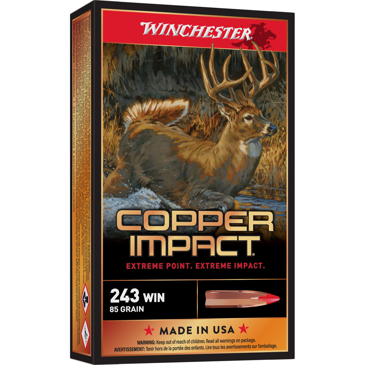 Winchester .243 Win Deer Season 85gr Copper Extreme Point Ammo