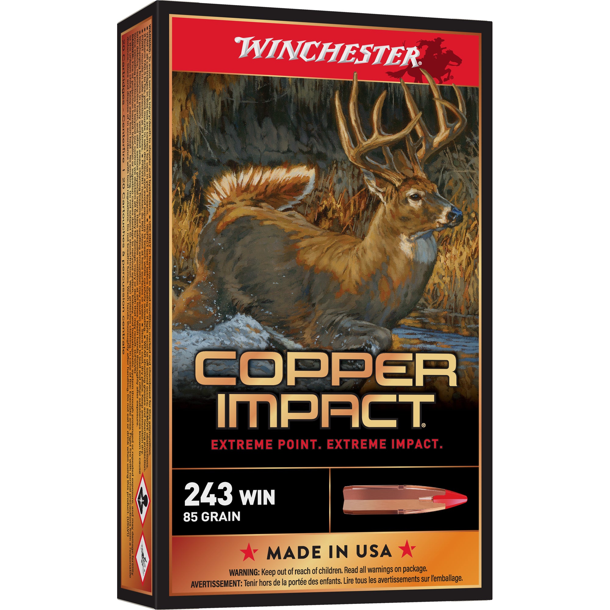 Winchester .243 Win Deer Season 85gr Copper Extreme Point Ammo