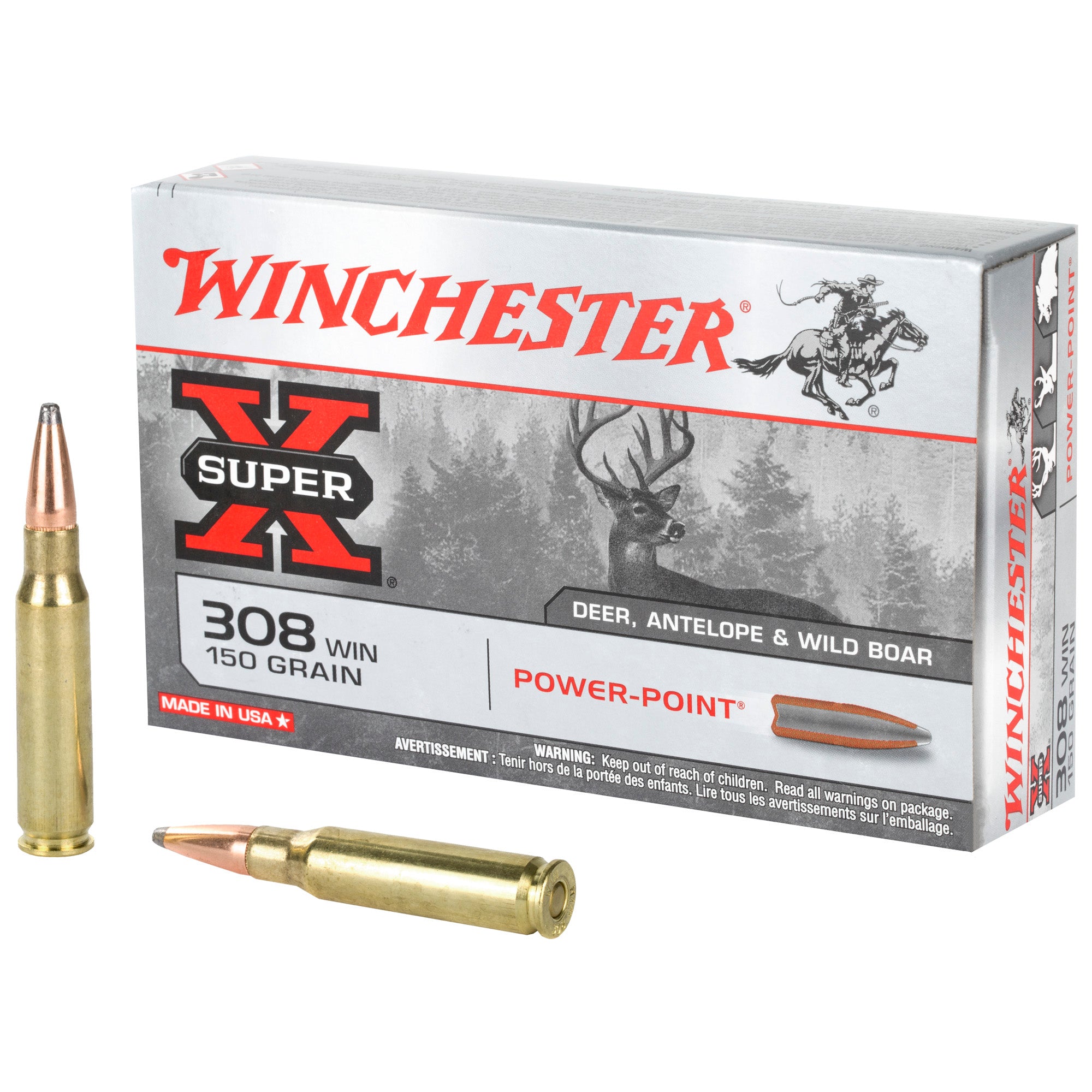 Winchester .308 Win Super-X 150gr Power-Point Ammo