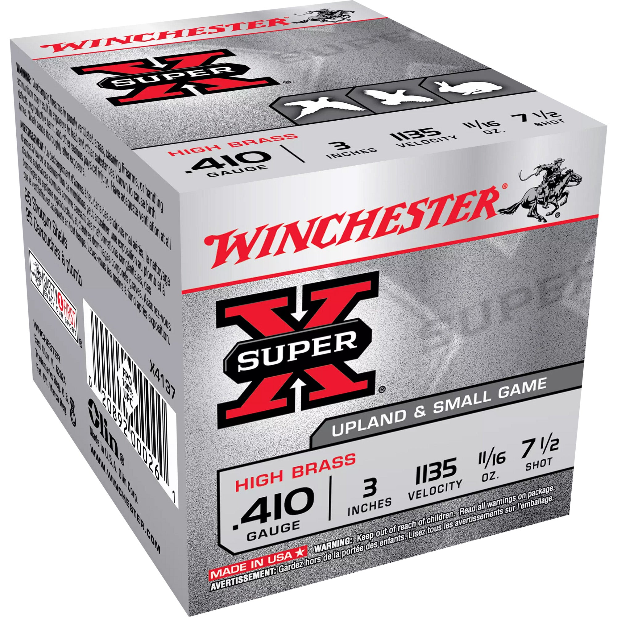 Winchester Super-X Upland HIGH BRASS Heavy Game Load .410 Bore 3 in 11/16 oz #7.5