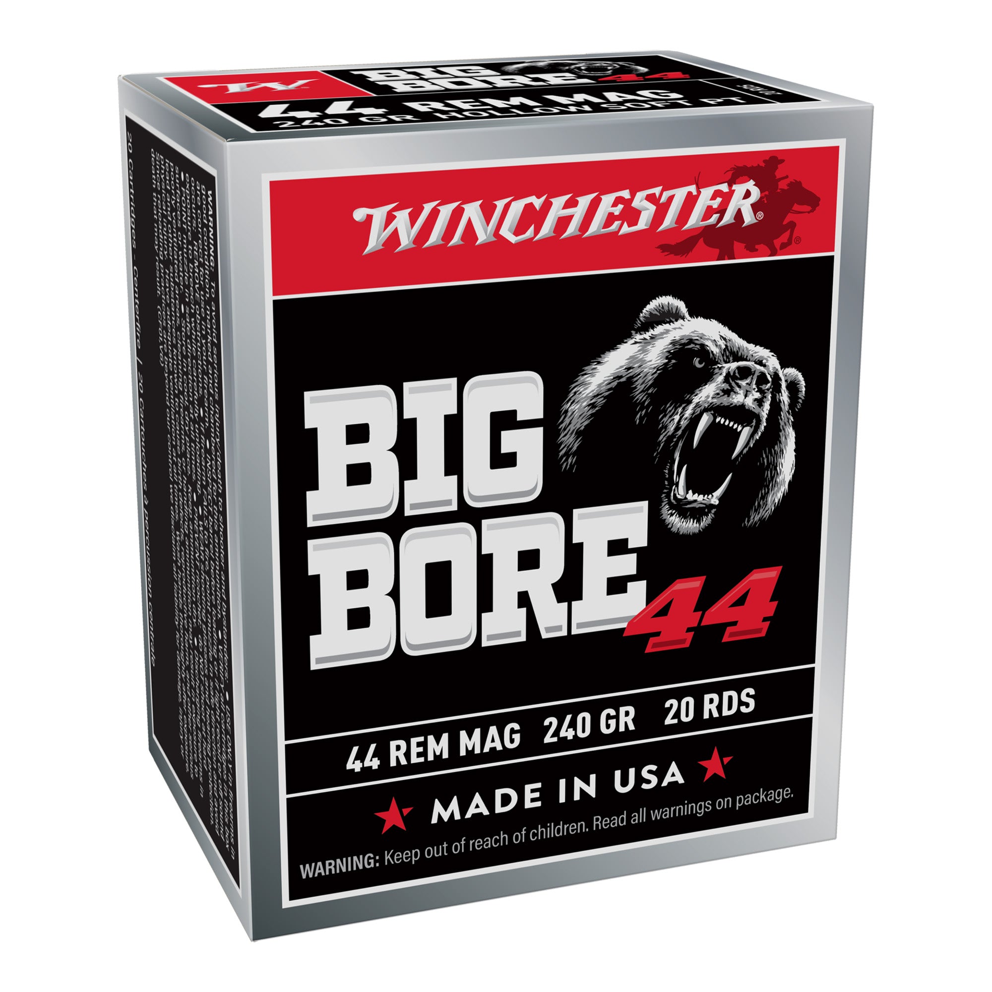 Winchester .44 Rem Magnum Big Bore 240gr SJHP Ammo