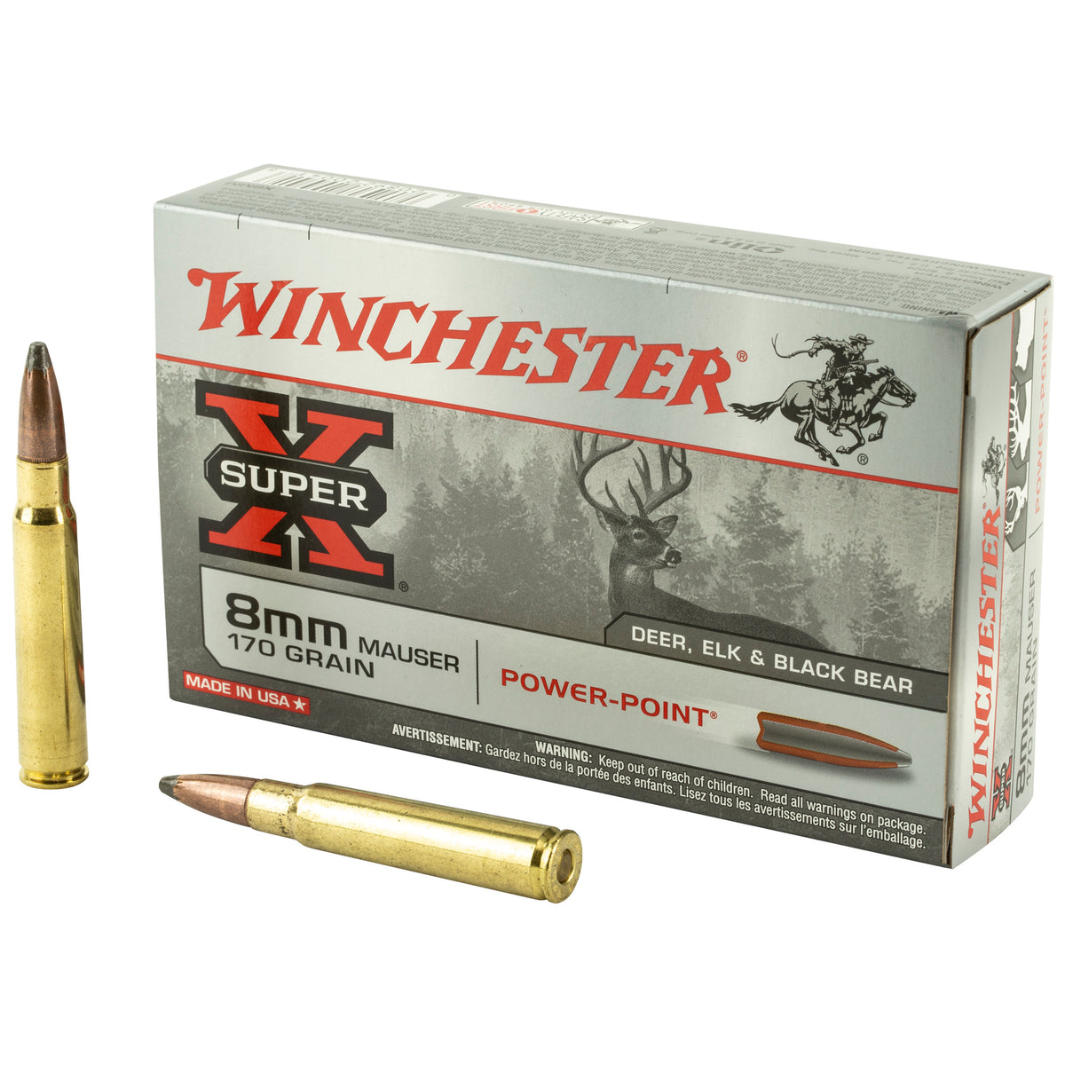Winchester 8mm Mauser Super-X Power-Point 170gr JSP Ammo