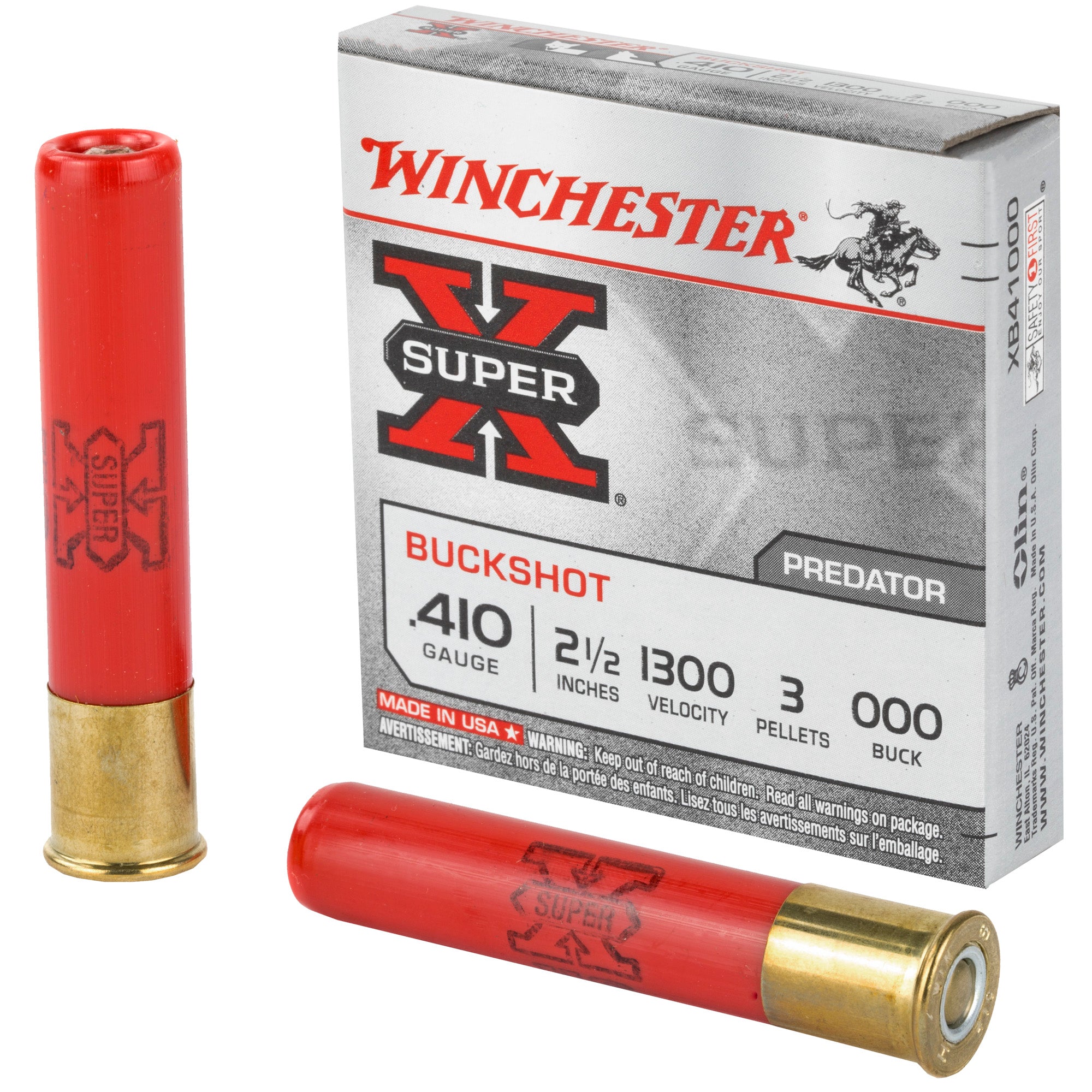 Winchester .410 Bore XB41000 Super X Buckshot 2.5" 000 Buck Shot