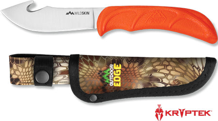 OUTDOOR EDGE WILD SKIN 4.0" GUTHOOK KNIFE W/ MO SHEATH