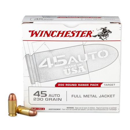 Winchester .45 Auto 230gr FMJ Ammo - 200 Rounds