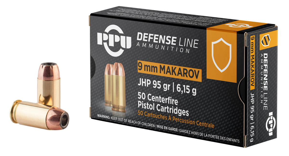 PPU 9x18 Makarov Defense 95gr JHP Ammo