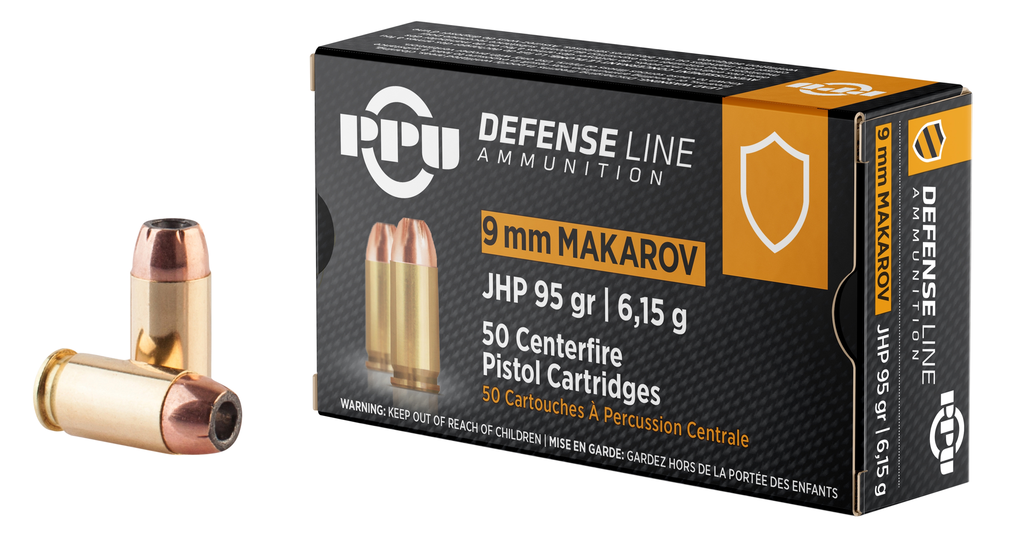 PPU 9x18 Makarov Defense 95gr JHP Ammo