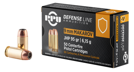PPU 9x18 Makarov Defense 95gr JHP Ammo