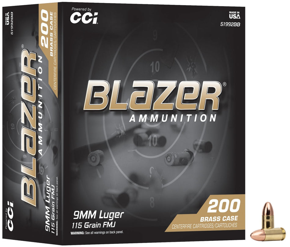 Blazer 9mm Luger 115 Grain Full Metal Jacket 200ct Value Pack