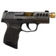 Sig Sauer P365 "Gold Bug" Handgun 9mm luger 10rd Magazines(2) 3.7" Threaded Gold Barrel Tactical Cut Distressed Grey Slide/Brown Grip Octagon Stippling