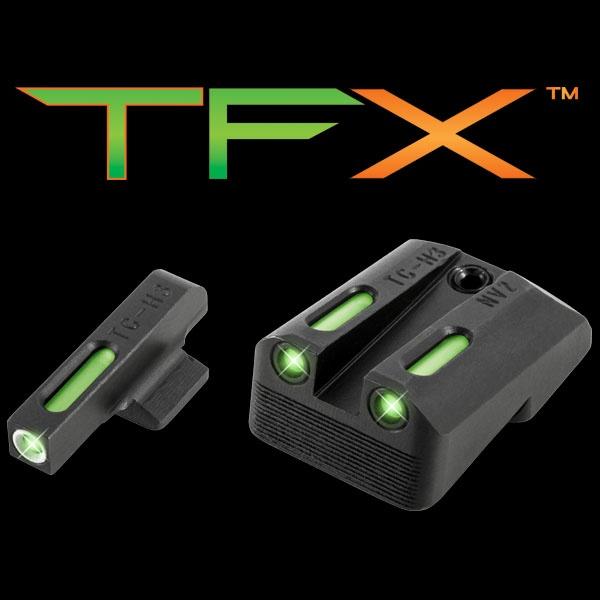 Truglo TFX Tritium/Fiber-Optic Day/Night Sights Fits Novak LoMount cut .270 Front / .450 Rear (1911 5" Government 9mm / .40 S&W) - White Outline Front