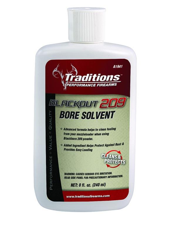 TRADITIONS MUZZLELOADING BLACKOUT 209 BORE SOLVENT 8 OZ BOTT;E( 6 PER CASE )
