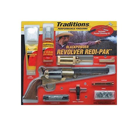 Traditions 1858 Army Redi-Pak Black Powder Revolver / Walnut / Brass .44 Cal 8" Blued Barrel