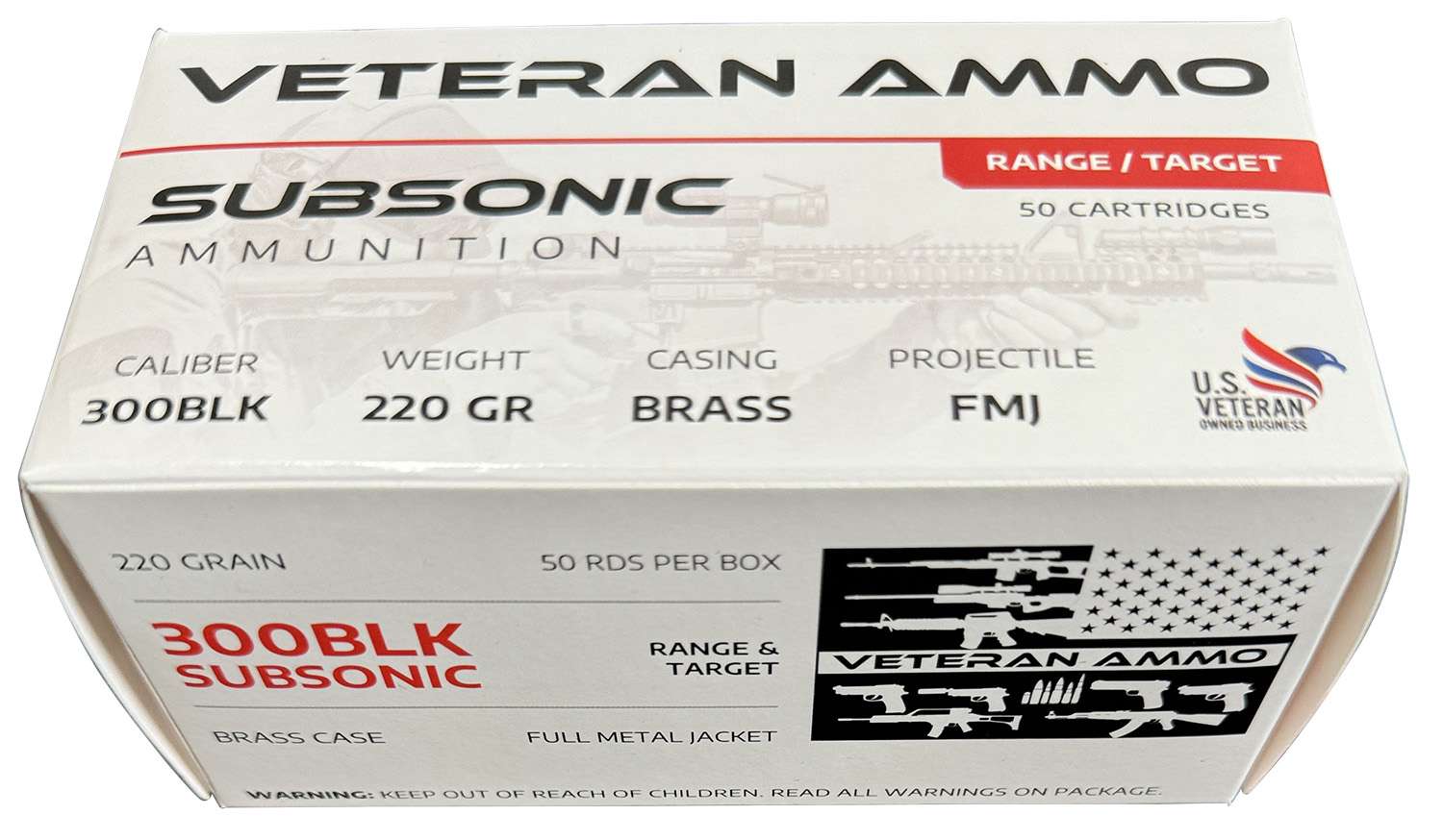 Veteran Ammo .300 AAC Blackout Subsonic 220gr FMJ Ammo