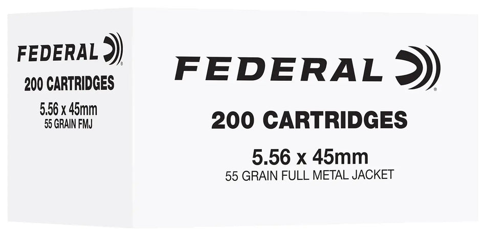 FEDERAL 5.56 NATO 55GR FMJ 200RD/BX 5BX/CS 3240 FPS