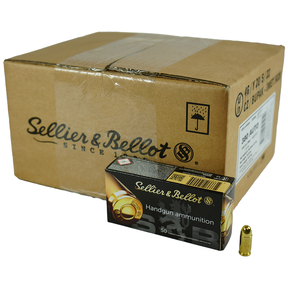 Sellier and Bellot .380 ACP/Auto Handgun 92gr FMJ Ammo