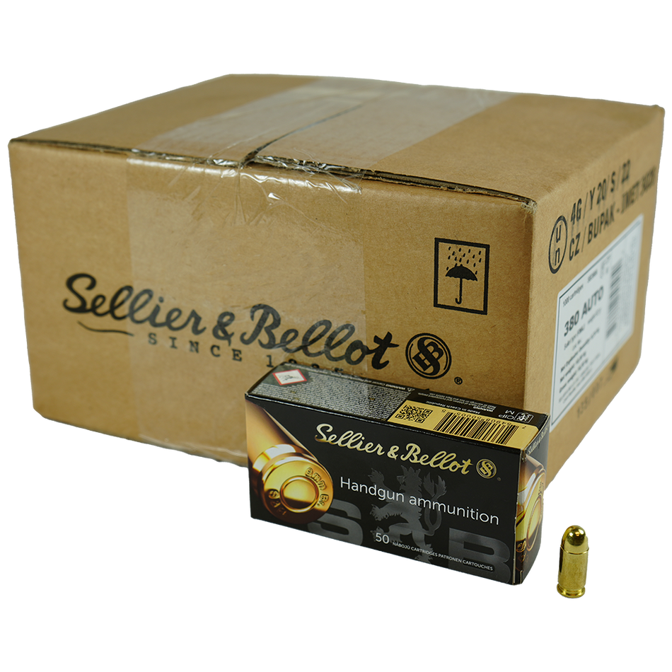 Sellier and Bellot .380 ACP/Auto Handgun 92gr FMJ Ammo