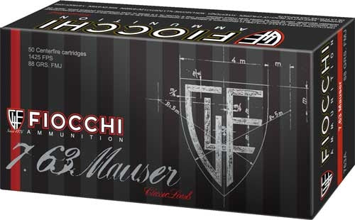 Fiocchi 7.63×25mm Mauser Heritage 88gr FMJ Ammo