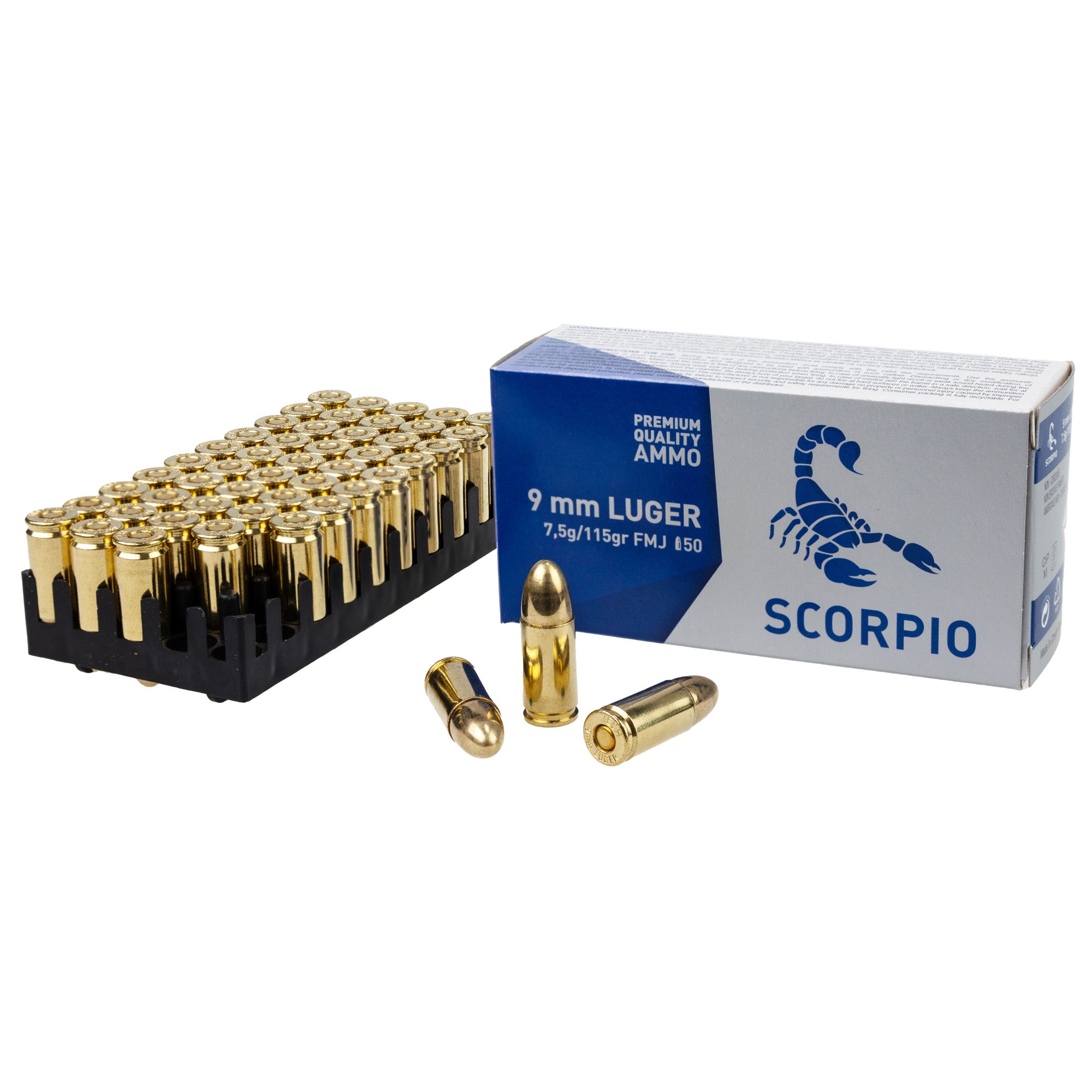 STV 9mm Luger / Parabellum Scorpio 115gr FMJ Ammo