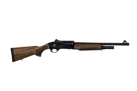 MAC 21000122 2 Tactical 12 Gauge Bolt 3" 5+1, 18.50" Black Anodized Steel Barrel, Drilled & Tapped/Picatinny Rail Black Anodized Receiver, Turkish Walnut Wood Stock