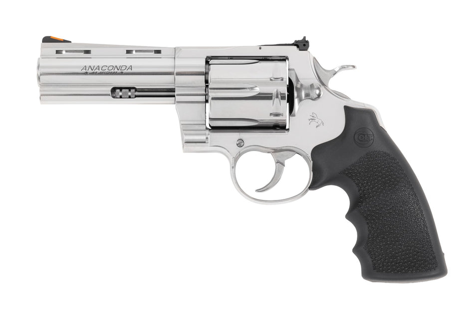Colt Mfg ANACONDASP4RTS Anaconda 44 Mag 6 Shot 4.25" Stainless Barrel, Cylinder & Frame, Black Hogue Rubber w/Finger Grooves Grip