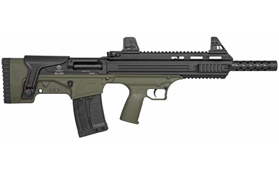 ATI ATIG20BDG Bulldog 20 Gauge Semi-Auto 3" 5+1 18.50" Black Steel Barrel, Black Aluminum Receiver, Picatinny Mount, Green Fixed Bullpup Stock
