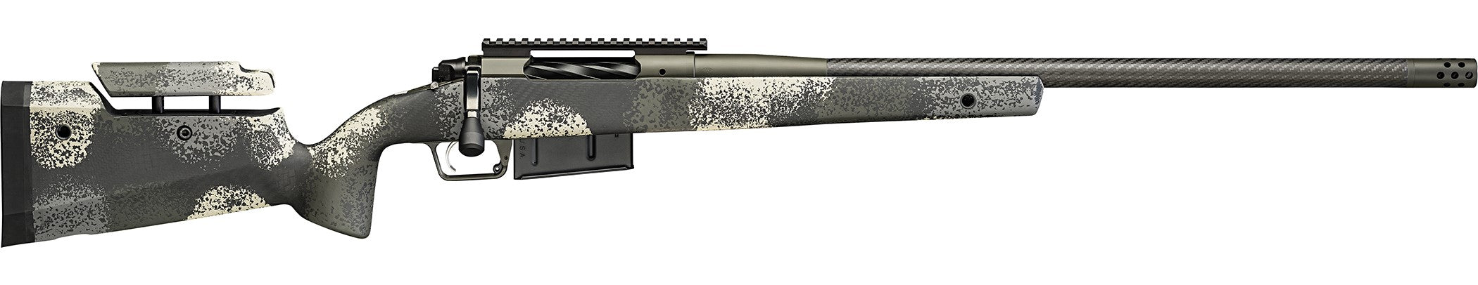 Springfield Armory BAW9247CFGA Model 2020 Waypoint 7mm Rem 3+1 24" Mil-Spec Green Cerakote Carbon Fiber Steel Barrel & Picatinny Rail Stainless Steel Receiver, Evergreen Camo Fixed Carbon Fiber Stock